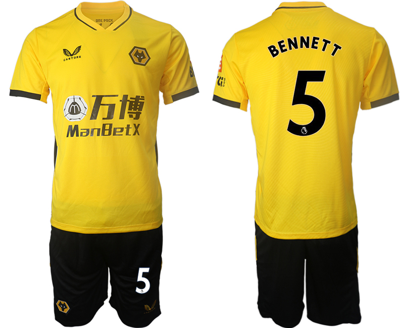 Men 2021-2022 Club Wolverhampton Wanderers home yellow #5 Soccer Jersey